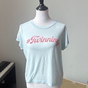 WILDFOX Light Blue "#Twinning" Graphic Tee